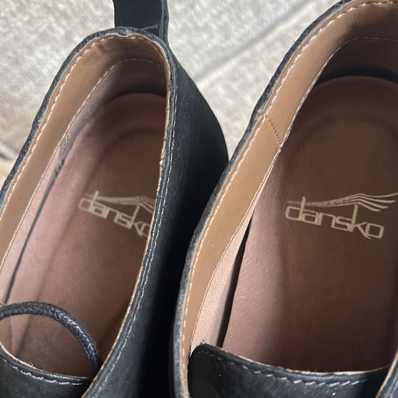 Dansko Cadee Lace Up Wedge Bootie Black Leather Women size 38 US 7.5-8 - Picture 7 of 9